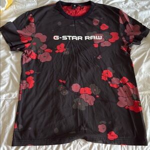 G-Star Men's Black and Red Graphic T-Shirt